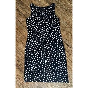 Women’s Spense Black and White Polka Dot Lined Pencil Side Zip Dress - Size 6